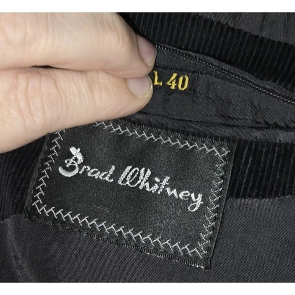 BRAD WHITNEY‎ Vintage Western Blazer Mens 40 Tall Black Corduroy Elbow Patch